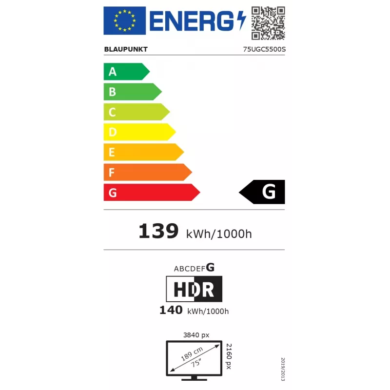 LED išmanusis televizorius BLAUPUNKT 75UGC5500S 75 col. UHD Google TV juodas, energijos klasė G