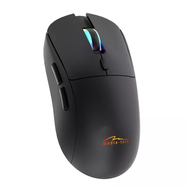 Belaidė pelė MEDIA-TECH MT1124 BT/RF Silent & Recharge — abiem rankoms tinkama, 3200 DPI, Bluetooth + 2,4 GHz USB, 6 mygtukai, įkraunama