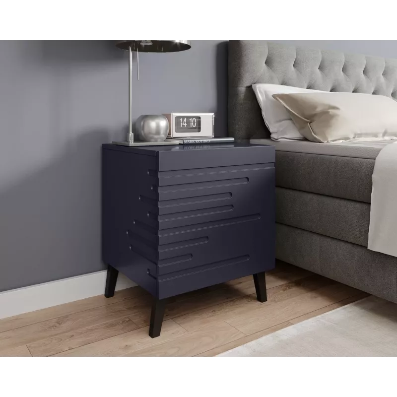 Naktinis staliukas cama meble NOVA 44×40×52 cm, 1 stalčius, tamsiai mėlynas matinis