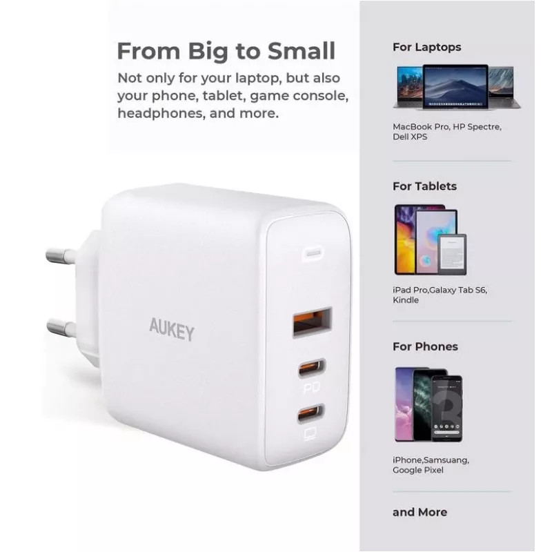 AUKEY PA-B6S White Omni a Mix GaN itin greitas sieninis