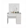 Tualetinio staliuko komplektas MIJAS, dešiniarankis, top e shop — stalas 98×76×51 cm, 4 stalčiai, LED veidrodis, baltas, aukštis 1460 mm
