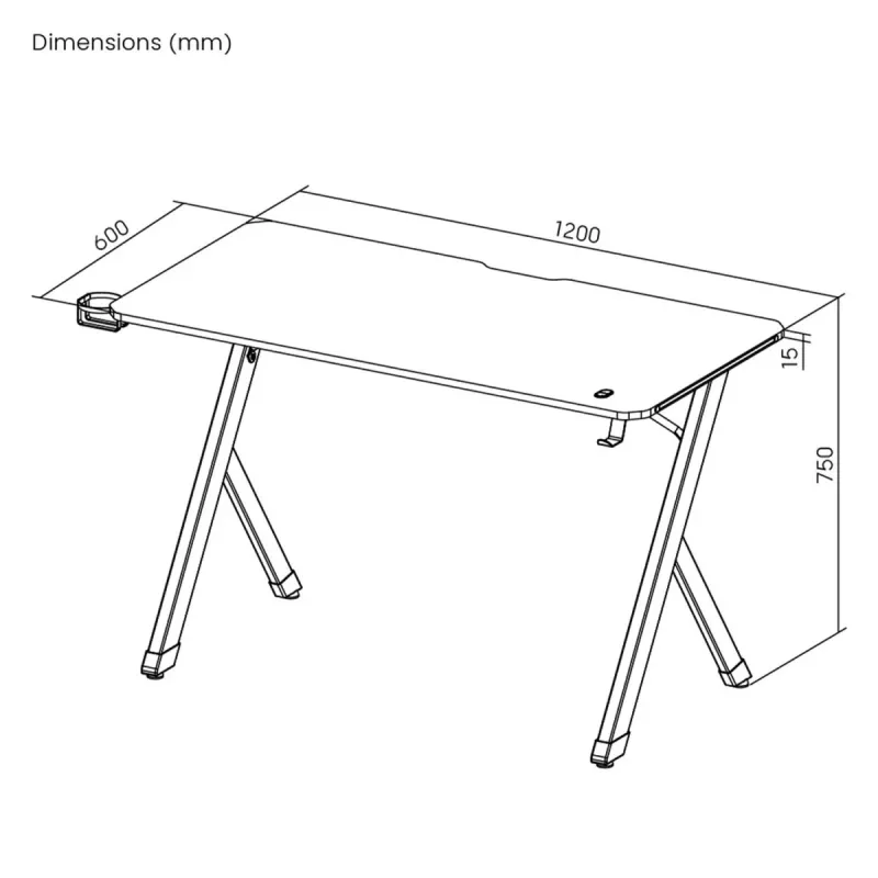 NanoRS žaidimų stalas su LED apšvietimu 120x60cm RS10