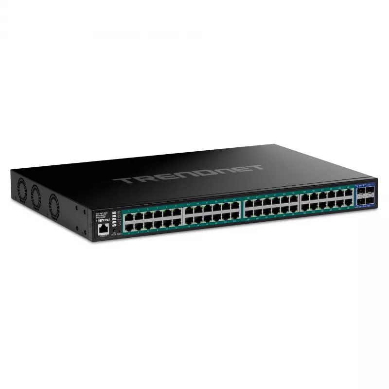 TRENDnet 52 prievadų gigabitinis interneto išmanusis 740W PoE+ komutatorius su 10G - Komutatorius - 1 Gbps