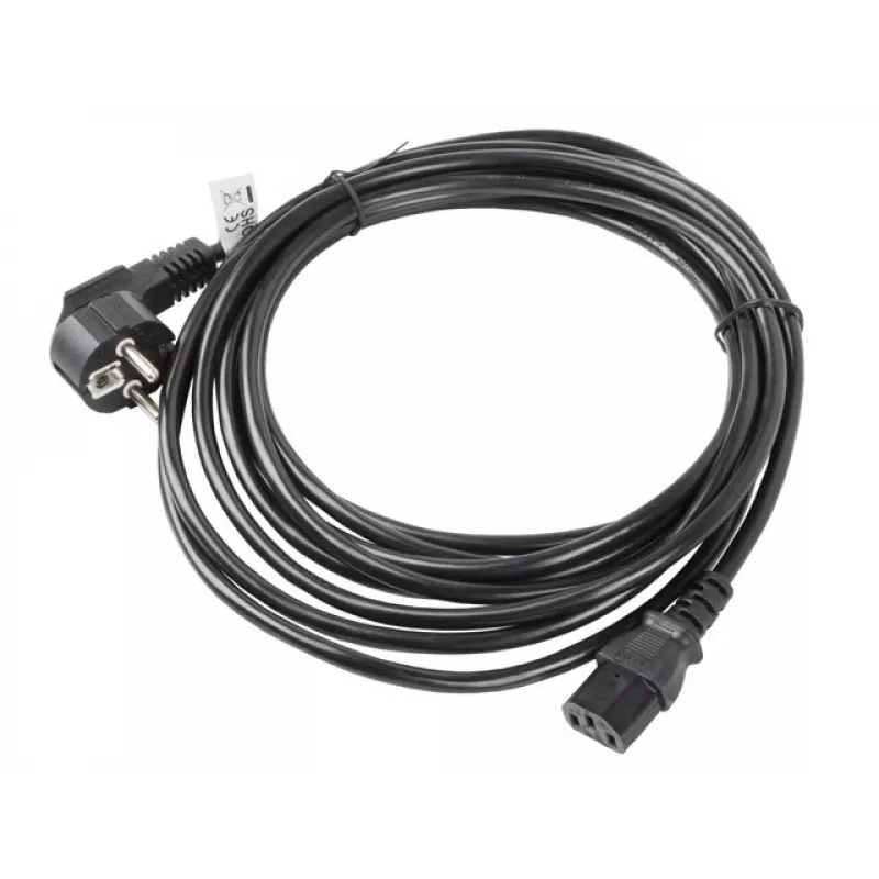 Maitinimo laidas LANBERG CA-C13C-11CC-0050-BK — 5 m, C13 jungtis į CEE7/7, kampuota C13