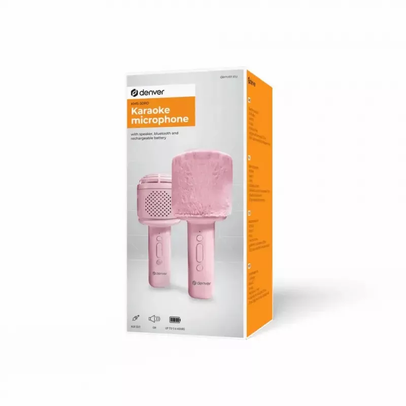 Mikrofonas Denver KMS-30 Pink BT garsiakalbis-mikrofonas karaoke