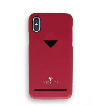 VixFox kortelės lizdo galinis gaubtelis, skirtas iPhone X/XS — rubino raudonumo, galinis dangtelis su integruota kortelių kišene