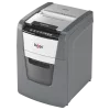 Popieriaus smulkintuvas REXEL Optimum AutoFeed+ 100X — 100 lapų automatinis padavimas, 4 x 28 mm kryžminis pjovimas, 34 L dėžė, aliuminis