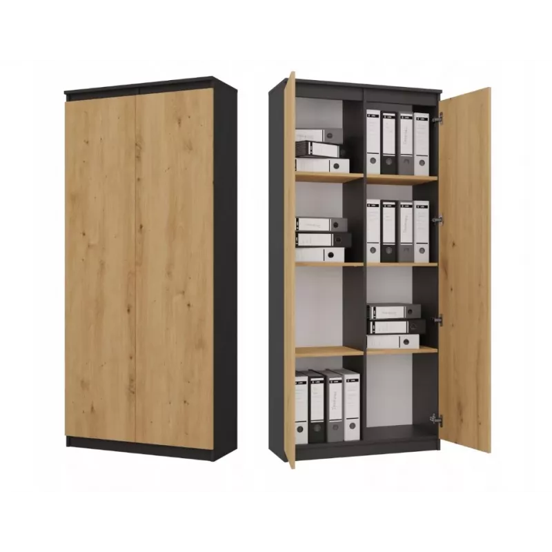 RS-80 HEMN OFFICE SHELVING UNIT, ANTHRACITE/ARTISAN OAK