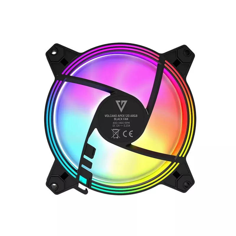 120 mm korpuso ventiliatorius MODECOM VOLCANO APEX 120 ARGB, juodas