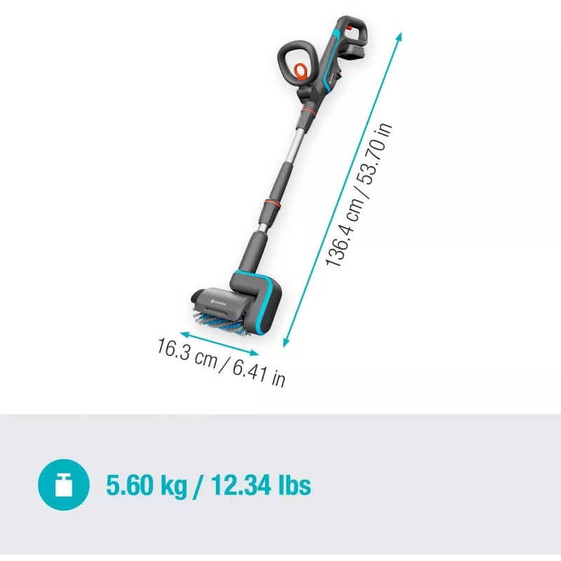 Akumuliatorinis daugiafunkcis valiklis AquaBrush Universal 18V P4A, kietų grindų valiklis Pilka/turquoise, Li-Ion akumuliatorius 2,5 Ah P4A, POWER FOR ALL ALLIANCE