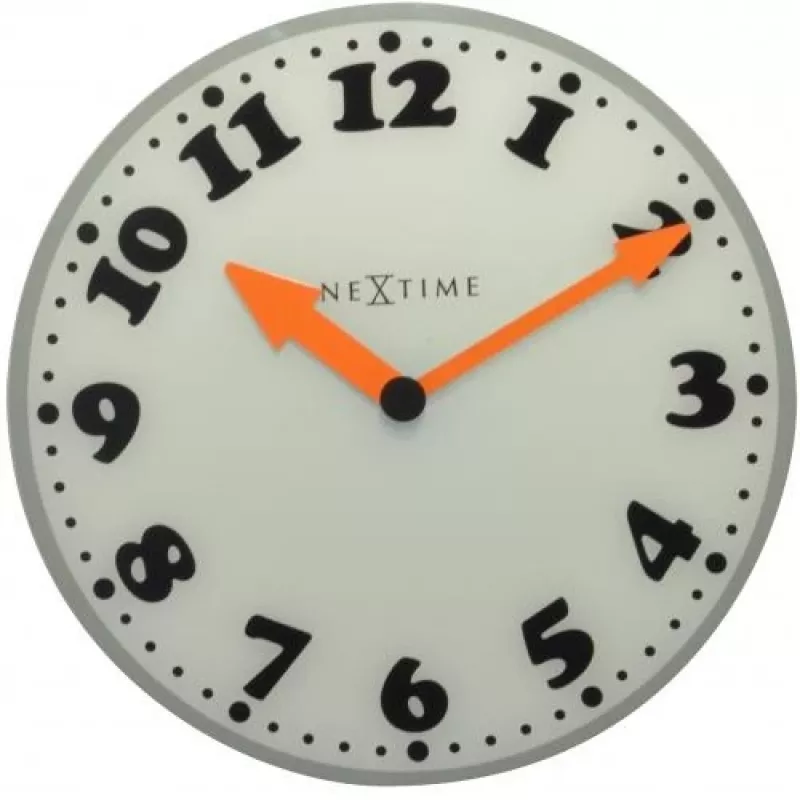 NeXtime laikrodis 8152 Girl, Ø43 cm, sieninis, baltas/pilkas/juodas/oranžinis