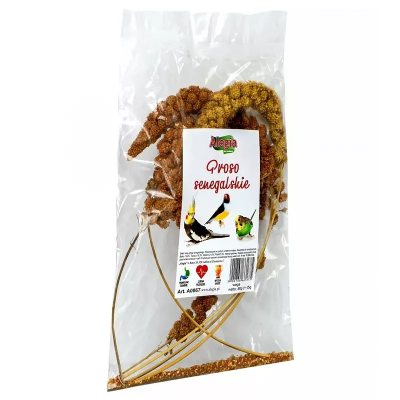 Skanėstas paukščiams ir graužikams „Alegia Senegalese Millet“ mišinys, javų skonio, 80 g maišelis
