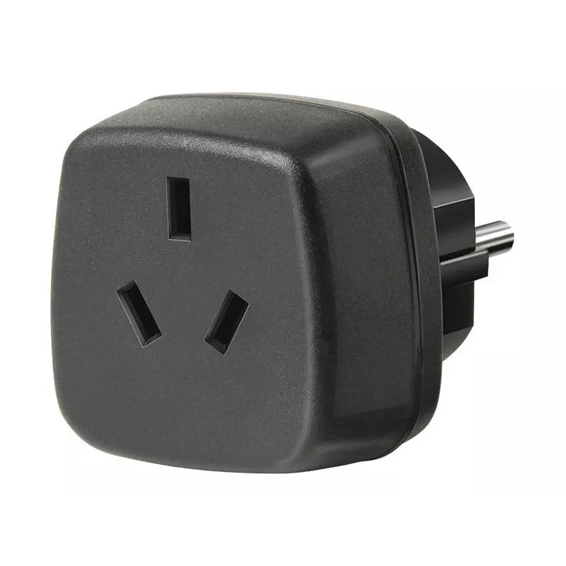 Keliautojo adapteris AUS/CN > Įžemintas kištukas, lizdo adapteris juodas