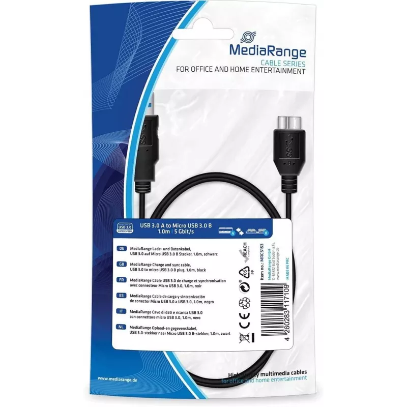 USB kabelis MediaRange MRCS154 USB 2.0 1,8 m juodas