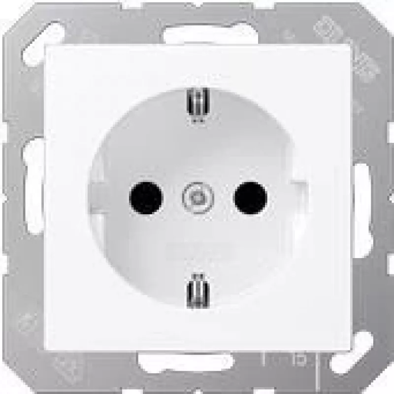Kištukinis lizdas Type F Jung A 1520 BFKI WWM, 16 A, 250 V, balta, termoplastikas, 55×55 mm