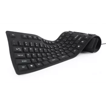 Silikoninė klaviatūra USB+PS/2 juoda