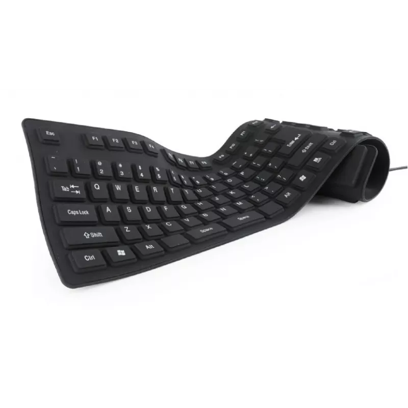 Silikoninė klaviatūra USB+PS/2 juoda