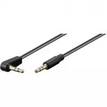 Wentronic Goobay 3,5 mm jungties kabelis, juodas, 1,5 m - 3,5 mm kištukas (3 kontaktų, stereo) > 3,5 mm kištukas (3 kontaktų, stereo) 90° (67784)