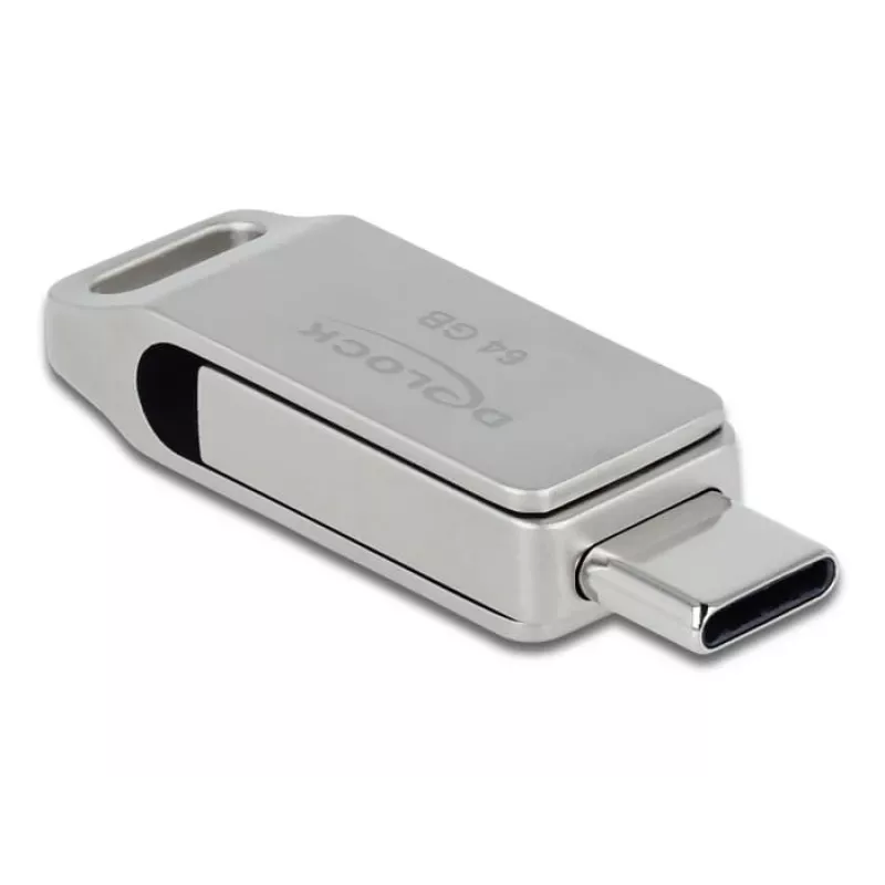 USB Flash Drive DeLOCK 64GB USB-C Type-A Apsukamas Metalinis Korpusas