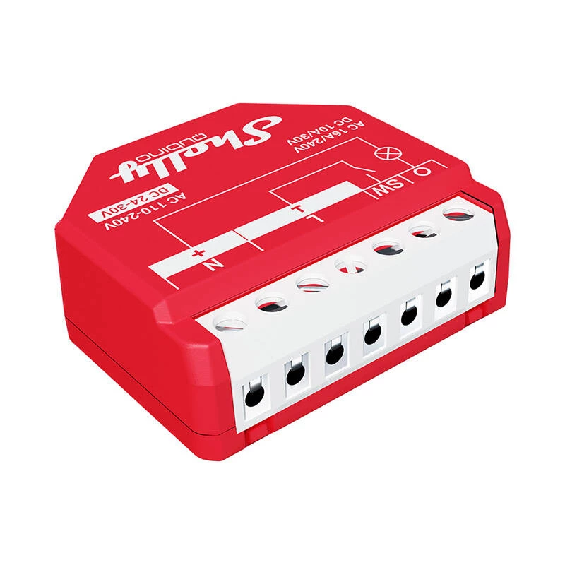 Išmanusis jungiklis Shelly W 1PM plastikinis 16A 110–240 V, Z‑Wave, 868,4 MHz, raudonas, 42×37×16 mm