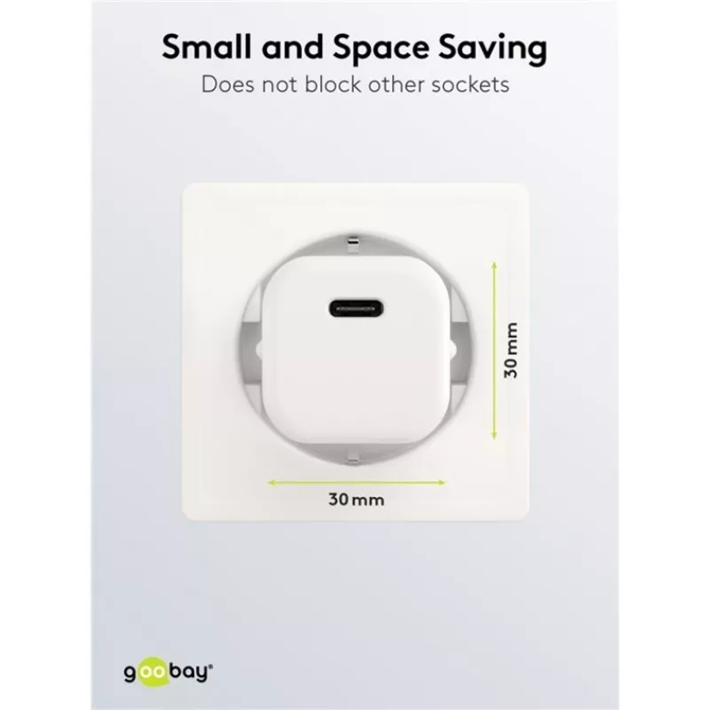 Goobay Universalus juodas AC greitojo įkrovimo vidinis įkroviklis 65403 USB Type-C 110-240V