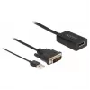 Delock - adapterio kabelis - DVI-D, USB (tik maitinimui) (V) į DisplayPort (M) - DisplayPort 1.2 - 50 cm - palaiko 4K 30 Hz - juoda (63189)