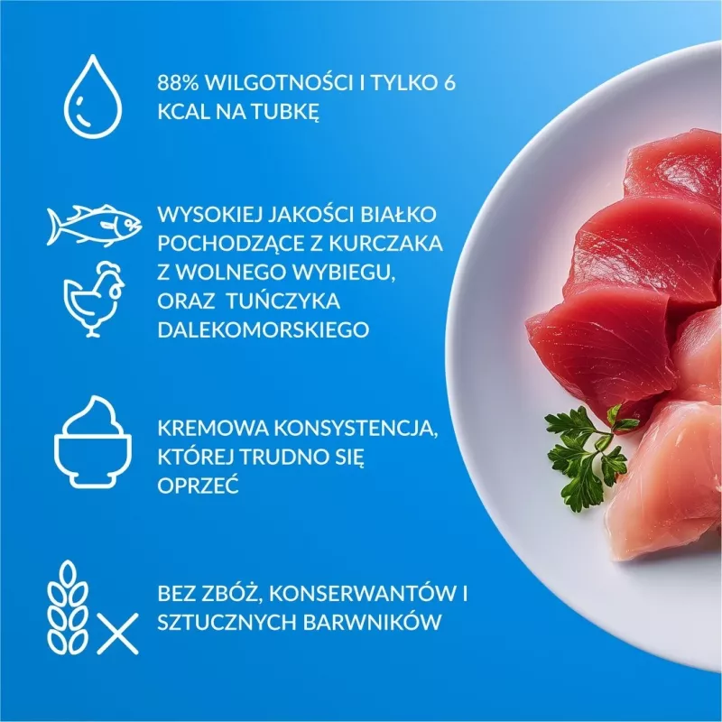 Šlapias kačių skanėstas INABA CHURU 80P su vištiena ir tunu — 80 x 14 g tūbelių