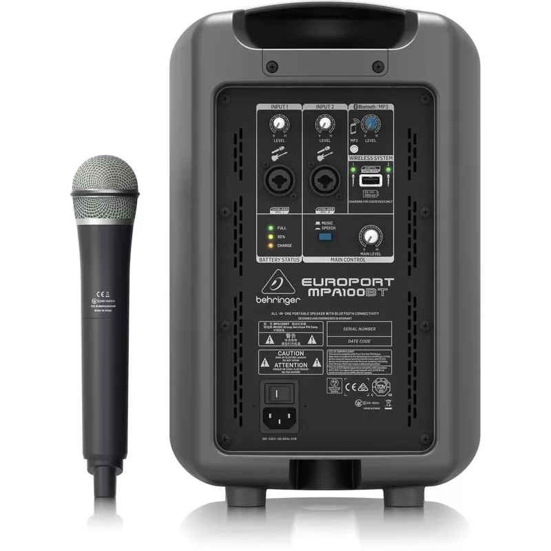 2 krypčių garsiakalbis Behringer EUROPORT MPA100BT 100 W