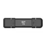 USB atmintukas Silicon Power DS72 1 TB, USB 3.2 Gen 2 Type-A / Type-C, aliuminio-gumos korpusas, juodas