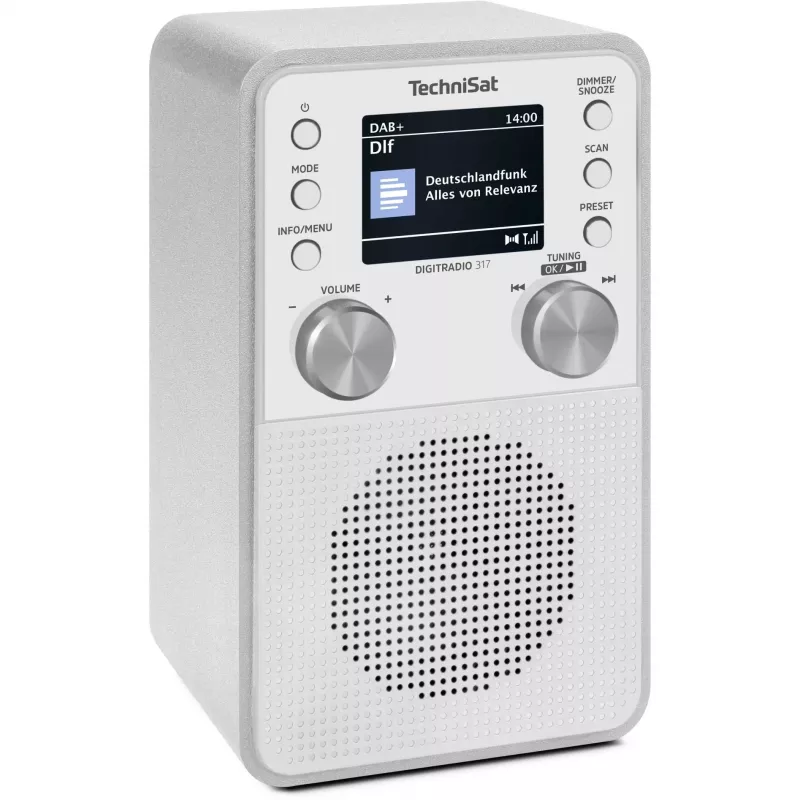 Skaitmeninis radijas TECHNISAT DigitRadio 317 White — FM ir DAB+ priėmimas, kompaktiškas stalinis dizainas