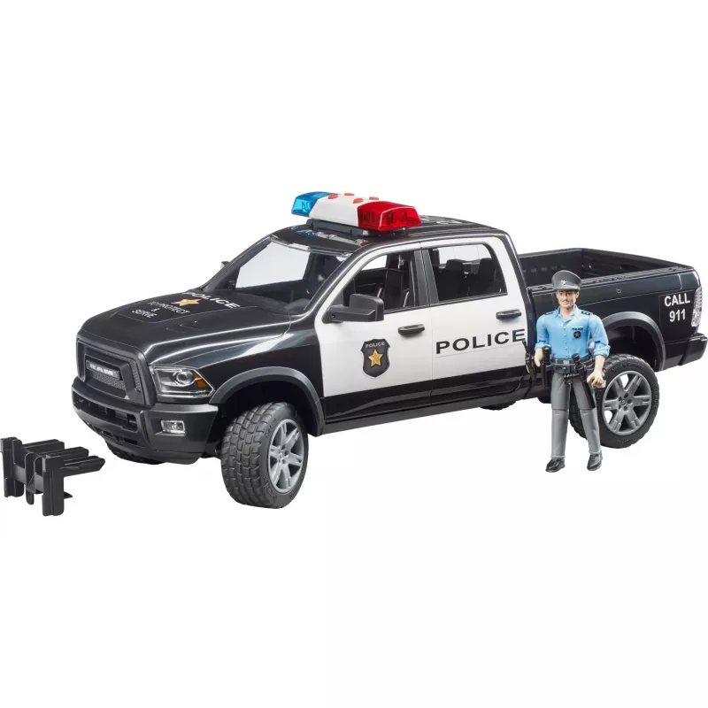 Žaislinis policijos pikapas BRUDER RAM 2500 Police 02505 – mastelio modelis, žaidimų transporto priemonė