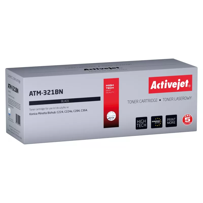 Activejet ATM-321BN Toneris (Konica Minolta TN321K pakaitalas; Supreme; 27.000 puslapių; juodas)