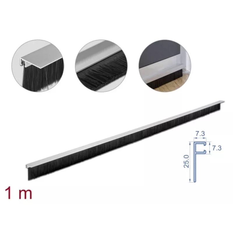 Šepetėlio juostelė DeLOCK 66652 40 mm su aliuminio profiliu kampuota
