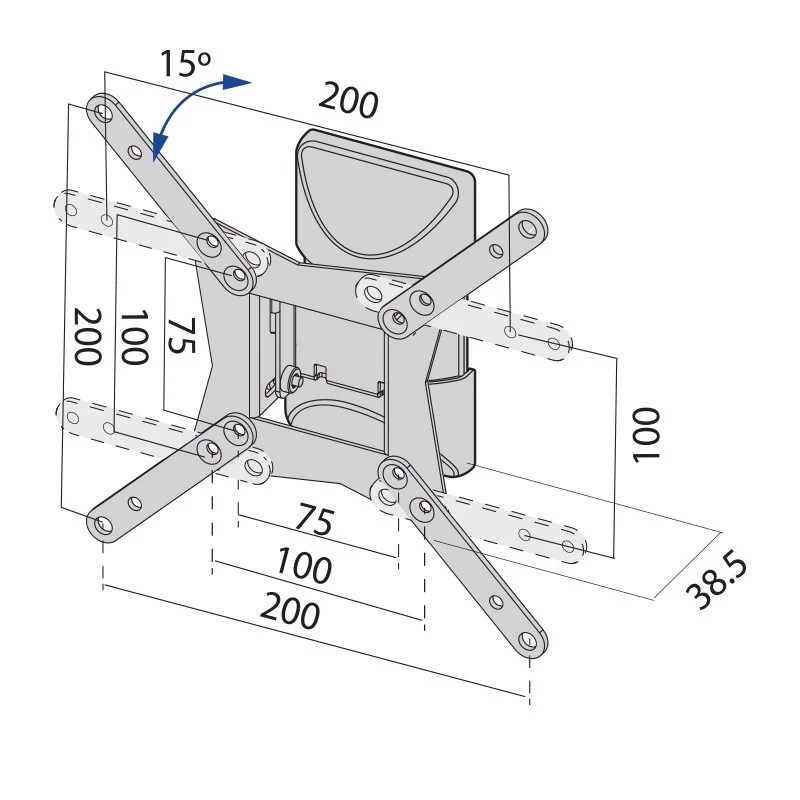 TV sieninis laikiklis iki 37 colių, 20 kg, TB-152E, maks. VESA 200x200