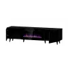TV spintelė Cama Meble PAFOS EF su elektriniu židiniu 180x42x49 cm, juoda matinė, 2 durys, 1400–1600 W