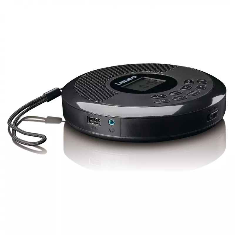 Nešiojamas CD grotuvas Lenco CD-340BK — juodas, nešiojamas dizainas