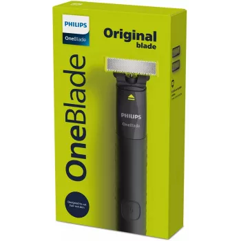 Folijos skustuvas ir kirpimo mašinėlė Philips OneBlade QP1424/10 — anglies spalva, maitinamas baterijomis, 30 min veikimo trukmė, barzdos šukos