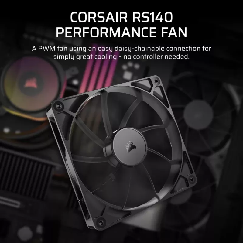 Ventiliatorius Corsair RS140 14 cm Juodas 330-1700 RPM 0.11-3.46 mmH2O