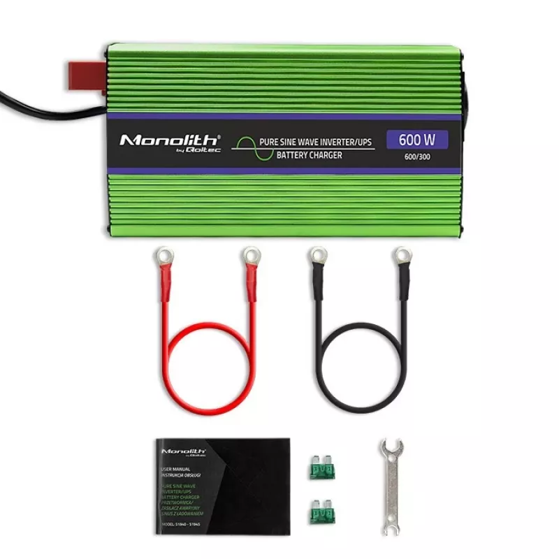 Automobilinis inverteris Qoltec Monolith 600 W Žalias 12 V