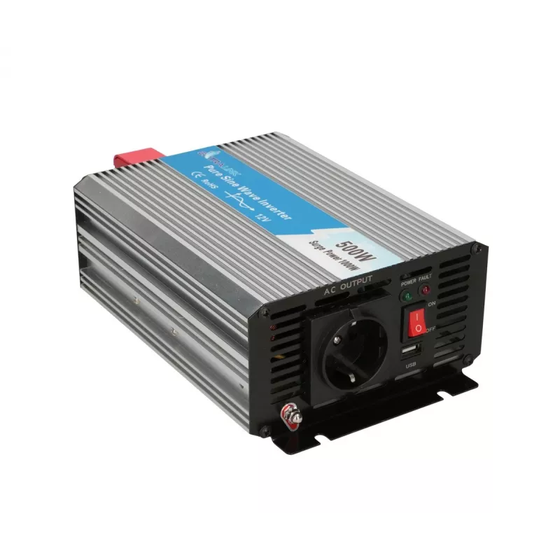Įtampos keitiklis Extralink OPIP-500W 12V 500W gryna sinusoidė
