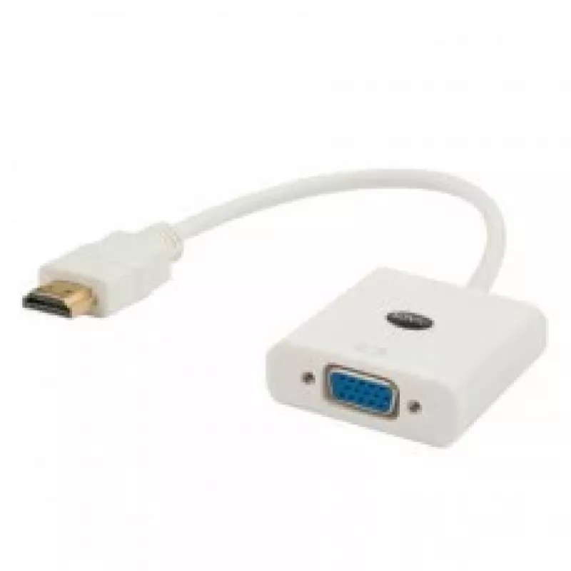 HDMI patinas į VGA patelę adapteris SAVIO CL-201, HDMI A į VGA D-Sub, baltas, 0,1 m, iki 1920x1200