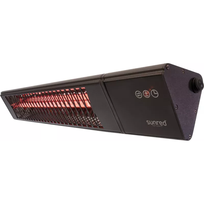 Infraraudonųjų spindulių šildytuvas SUNRED PRO25W-SMART, sieninis trikampis tamsus, 2500 W, juodas, IP55