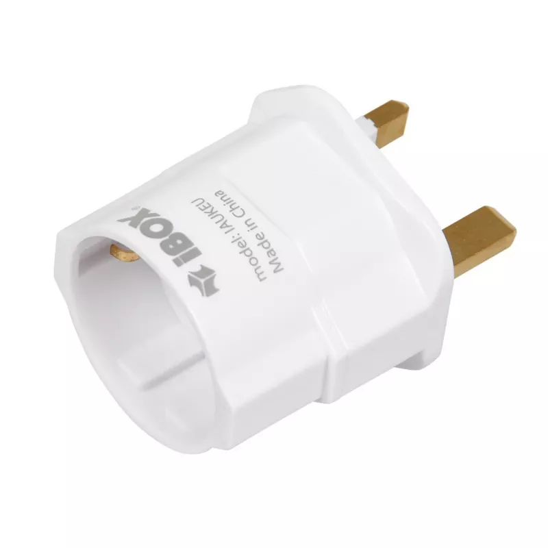 Maitinimo adapteris IBOX iaukeu tinklo įkroviklis su keičiamais UK (G tipo) ir EU (E tipo) kištukais, 100–240V 50/60Hz, 7.5A, baltas