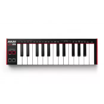 AKAI LPK25 MKII 25 klavišų, USB maitinama mini MIDI klaviatūra — oktavos perjungimas, arpedžiuoklis, 6 mygtukai, raudona