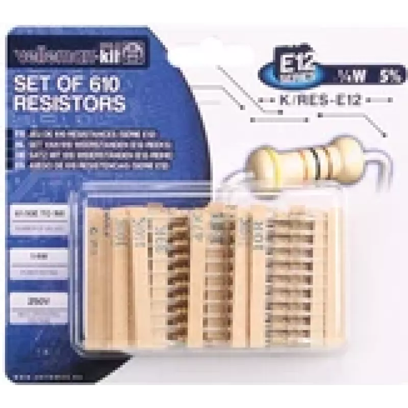 VELLEMAN K/RES-E12 - asortimentas, E12 rezistoriai, 610 vnt. (K/RES-E12)