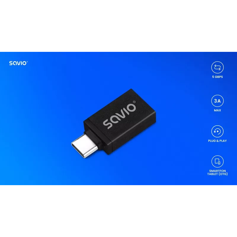 Savio AK-80 vaizdo kabelio adapteris 0 m USB Type-A USB Type-C juodas