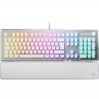 Turtle Beach Vulcan II, žaidimams skirta laidinė USB klaviatūra, mechaninė, RGB LED, baltos spalvos, vokiška