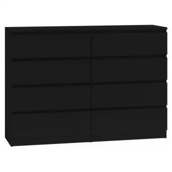 Komoda top e shop M8 140 CZERŃ — 8 stalčiai, medžio drožlių plokštė, 1380×400×970 mm, juoda