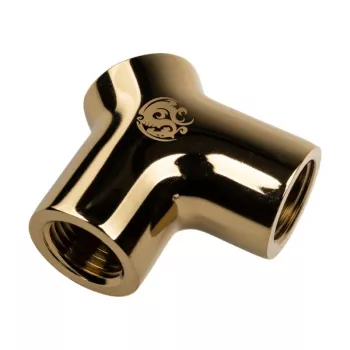 Adapter Y-Splitter 3x G1/4 colio vidinio sriegio aušinimui skysčiu, BitsPower BP-YBU-TB, aukso apdaila