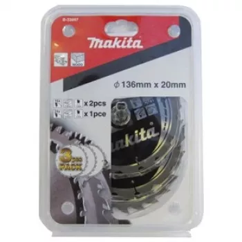 Diskinių pjūklų diskų rinkinys B-33897, Ø 136 mm, 16 dantų / 24 dantys (3 vnt., anga 20 mm, akumuliatoriniams pjūklams)